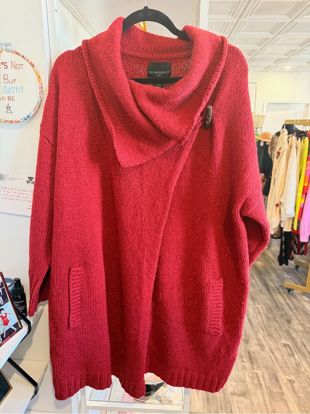 Cynthia Rowley Red Cowlneck Knit Sweater